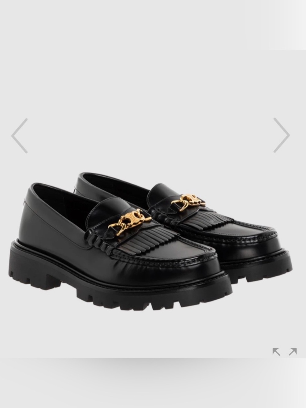 CELINE Margaret Loafer with Triomphe Chain in Polished Black Leather